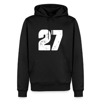 27 Maillot numéro - Sweat à capuche Premium bio Homme - noir - Devant - Nico (187cm)