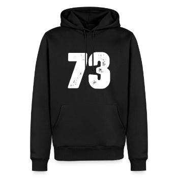 73 Maillot numéro - Sweat à capuche Premium bio Homme - noir - Devant - Nico (187cm)