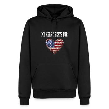 My Heart Beats For America für Patrioten - Männer Premium Bio Hoodie - Schwarz - Vorne - Nico (187cm)