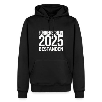 Permis de conduire 2025 passé - Sweat à capuche Premium bio Homme - noir - Devant - Nico (187cm)