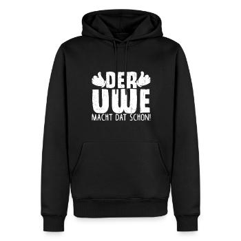 Uwe - Männer Premium Bio Hoodie - Schwarz - Vorne - Nico (187cm)