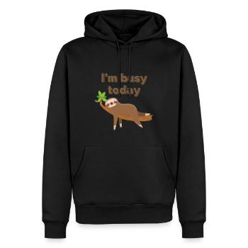 Ich bin heute beschäftigt - Männer Premium Bio Hoodie - Schwarz - Vorne - Nico (187cm)