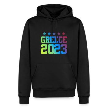 Grèce 2023 - Sweat à capuche Premium bio Homme - noir - Devant - Nico (187cm)