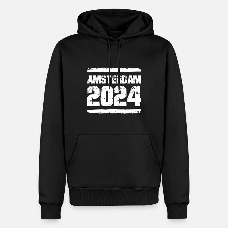 Amsterdam 2024 Team - Männer Premium Bio Hoodie - Schwarz