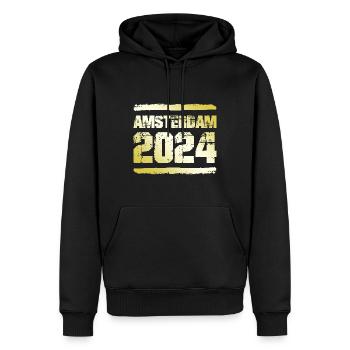 Amsterdam 2024 Gold - Männer Premium Bio Hoodie - Schwarz - Vorne - Nico (187cm)