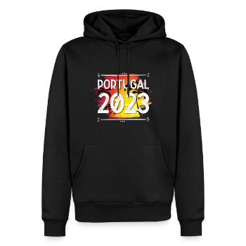 Portugal 2023 - Sweat à capuche Premium bio Homme - noir - Devant - Nico (187cm)