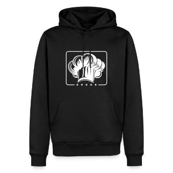 Chapeau de chef Symbole du chef - Sweat à capuche Premium bio Homme - noir - Devant - Nico (187cm)