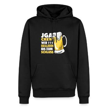JGA Crew Wir Eskalieren Bis Zum Schluss Gruppen - Männer Premium Bio Hoodie - Schwarz - Vorne - Nico (187cm)