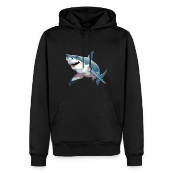 Hai - Männer Premium Bio Hoodie - Schwarz - Vorne - Nico (187cm)