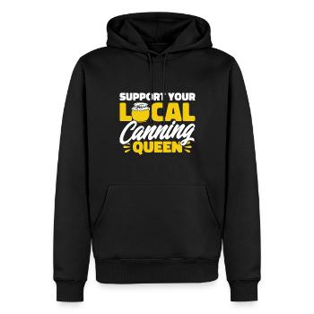 Soutenez votre conserverie locale Queen Einma - Sweat à capuche Premium bio Homme - noir - Devant - Nico (187cm)