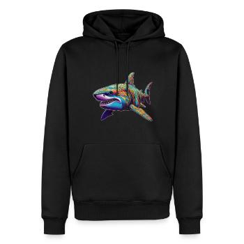 Hai - Männer Premium Bio Hoodie - Schwarz - Vorne - Nico (187cm)