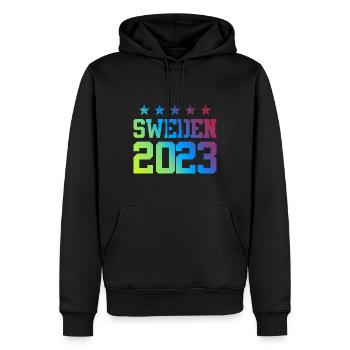 Suède 2023 - Sweat à capuche Premium bio Homme - noir - Devant - Nico (187cm)
