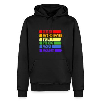 Embrasse qui tu veux | gay, gay, gay - Sweat à capuche Premium bio Homme - noir - Devant - Nico (187cm)
