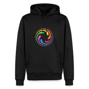 Infinity spirale Infinie pierres Arc-en-ciel - Sweat à capuche Premium bio Homme - noir - Devant - Nico (187cm)