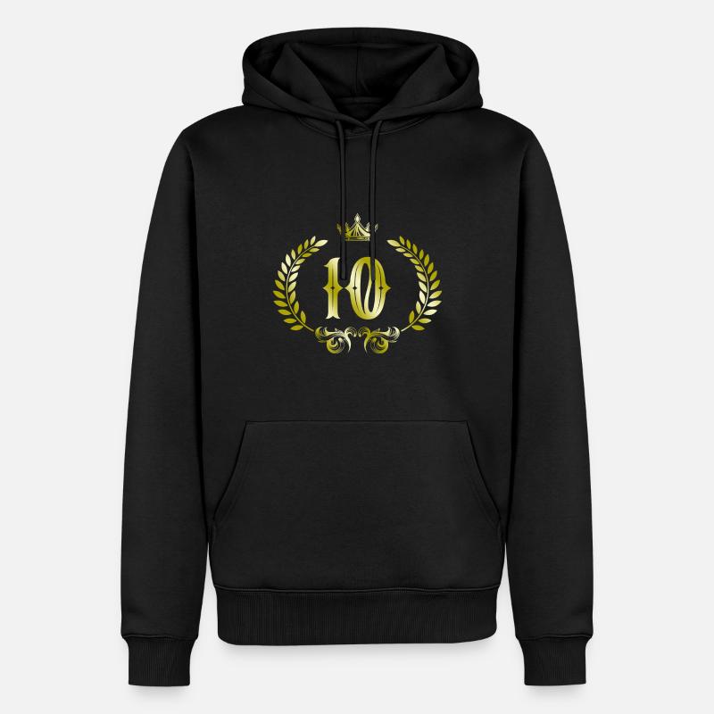 10 Couronne numérique - Sweat à capuche Premium bio Homme - noir