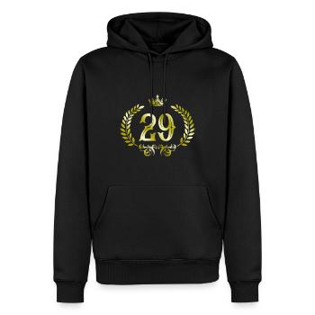 Couronne de 29 chiffres - Sweat à capuche Premium bio Homme - noir - Devant - Nico (187cm)