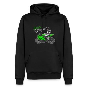 Motorcycle Lifestyle / Motorcycle / Motorcycle biker - Men’s Premium Organic Hoodie - black - Front - Nico (187cm)