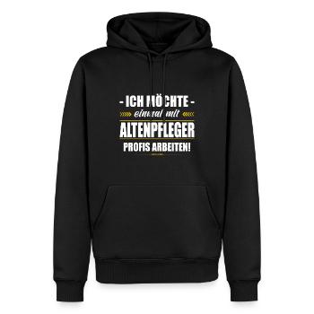 Einmal Mit Altenpfleger Profis Arbeiten Pflege - Männer Premium Bio Hoodie - Schwarz - Vorne - Nico (187cm)