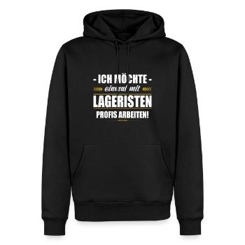 Einmal Mit Lageristen Profis Arbeiten Lagerist - Männer Premium Bio Hoodie - Schwarz - Vorne - Nico (187cm)
