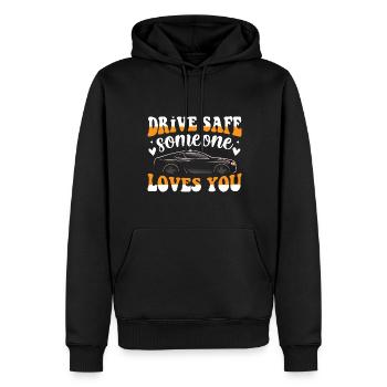 Conduisez prudemment - quelqu’un vous aime design - Sweat à capuche Premium bio Homme - noir - Devant - Nico (187cm)