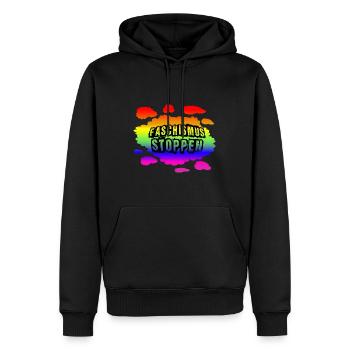 AfD stoppen gegen rechts Demokratie Vielfalt links - Männer Premium Bio Hoodie - Schwarz - Vorne - Nico (187cm)