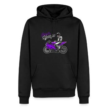 Moto Lifestyle / Moto / Moto motard - Sweat à capuche Premium bio Homme - noir - Devant - Nico (187cm)