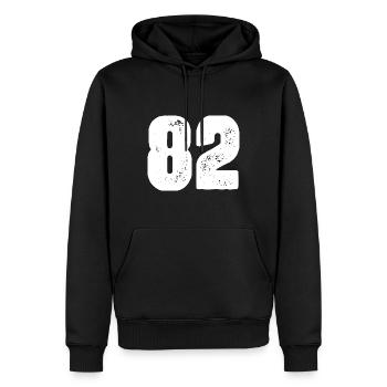 82 Maillot numéro - Sweat à capuche Premium bio Homme - noir - Devant - Nico (187cm)
