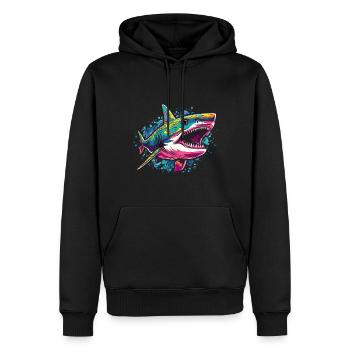 Hai - Männer Premium Bio Hoodie - Schwarz - Vorne - Nico (187cm)