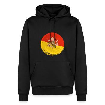 Drapeau de la Sicile Italie Palerme Trinacria Italia - Sweat à capuche Premium bio Homme - noir - Devant - Nico (187cm)