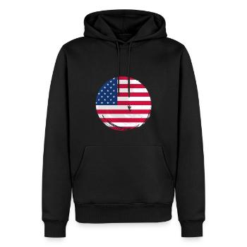 USA Flagge Amerika Fahne Stars & Stripes Patriot - Männer Premium Bio Hoodie - Schwarz - Vorne - Nico (187cm)