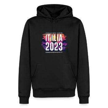 Italia 2023 - Männer Premium Bio Hoodie - Schwarz - Vorne - Nico (187cm)