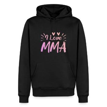 J’aime Mma - Sweat à capuche Premium bio Homme - noir - Devant - Nico (187cm)