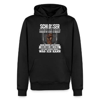SCHLOSSER - Ehre und Stolz - Männer Premium Bio Hoodie - Schwarz - Vorne - Nico (187cm)