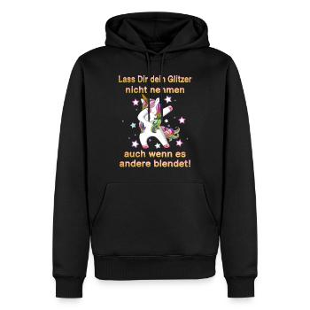 Èinhorn Lass Dir dein Glitzer nicht Nehmen - Männer Premium Bio Hoodie - Schwarz - Vorne - Nico (187cm)