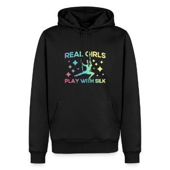 Aerial Yoga Gymnastinnen Aerial Yoga Aerial Silk G - Männer Premium Bio Hoodie - Schwarz - Vorne - Nico (187cm)