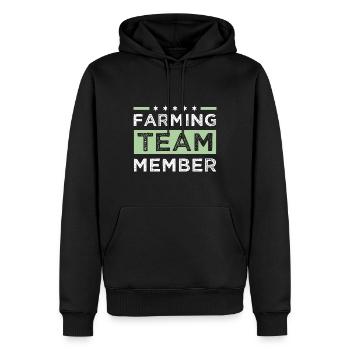 Farming Team - Männer Premium Bio Hoodie - Schwarz - Vorne - Nico (187cm)