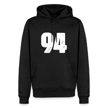94 Maillot numéro - Sweat à capuche Premium bio Homme - noir - Devant - Nico (187cm)