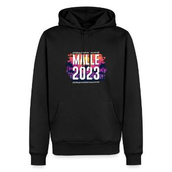 Malle 2023 - Sweat à capuche Premium bio Homme - noir - Devant - Nico (187cm)
