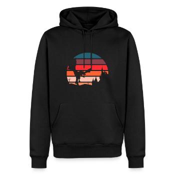 Retro Drache - Fantasy 80er 90er Vintage Design - Männer Premium Bio Hoodie - Schwarz - Vorne - Nico (187cm)