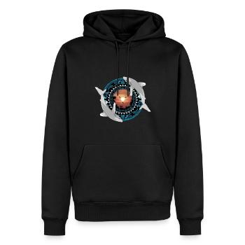 Weißspitzenhochseehaie Hawaiianisch Polynesisch - Männer Premium Bio Hoodie - Schwarz - Vorne - Nico (187cm)
