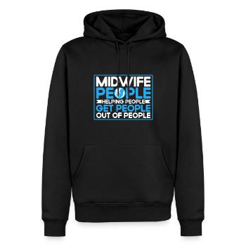 Doula Obstétricien Cadeau - Sweat à capuche Premium bio Homme - noir - Devant - Nico (187cm)