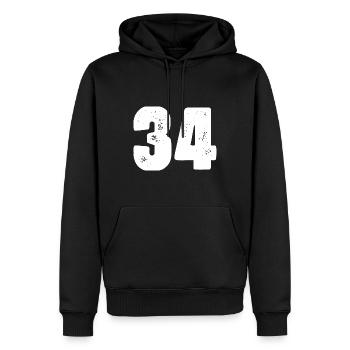 Maillot 34 Numéro - Sweat à capuche Premium bio Homme - noir - Devant - Nico (187cm)