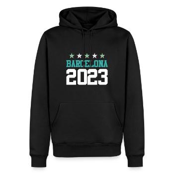 Barcelona 2023 - Männer Premium Bio Hoodie - Schwarz - Vorne - Nico (187cm)