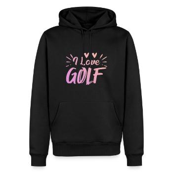 Ich liebe Golf - Männer Premium Bio Hoodie - Schwarz - Vorne - Nico (187cm)