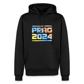 Prag 2024 Bunt - Männer Premium Bio Hoodie - Schwarz - Vorne - Nico (187cm)