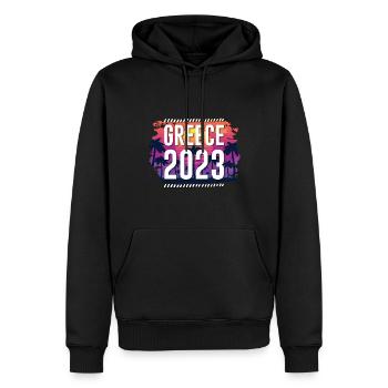 Grèce 2023 - Sweat à capuche Premium bio Homme - noir - Devant - Nico (187cm)