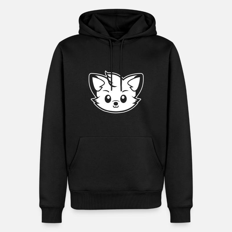 Fuchs Kopf Comic Niedlich - Männer Premium Bio Hoodie - Schwarz
