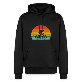 Retro Bike Sunset | Für Radfans - Männer Premium Bio Hoodie - Schwarz - Vorne - Nico (187cm)