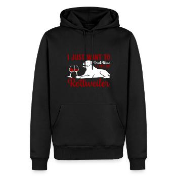 Boire du vin et animal de compagnie Rottweiler Funny - Sweat à capuche Premium bio Homme - noir - Devant - Nico (187cm)
