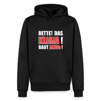 Klimawandel Atomkraft Rettet Das Klima. Baut AKWs! - Männer Premium Bio Hoodie - Schwarz - Vorne - Nico (187cm)